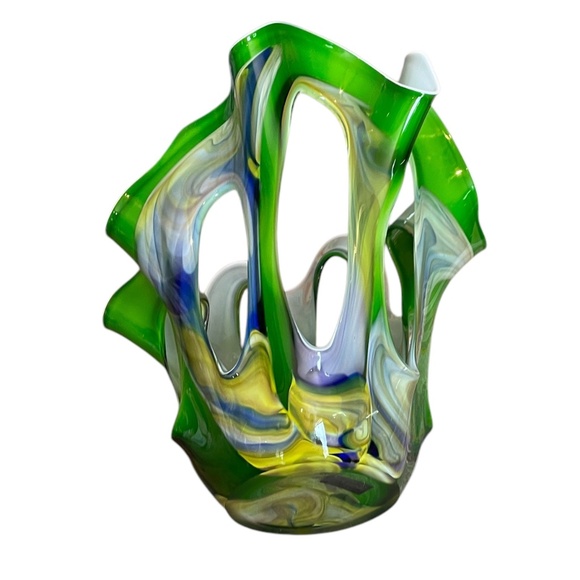 Makora Krosno Hand Crafted MCM Art Sculpture Multi Colored Glass Vase - Picture 5 of 9